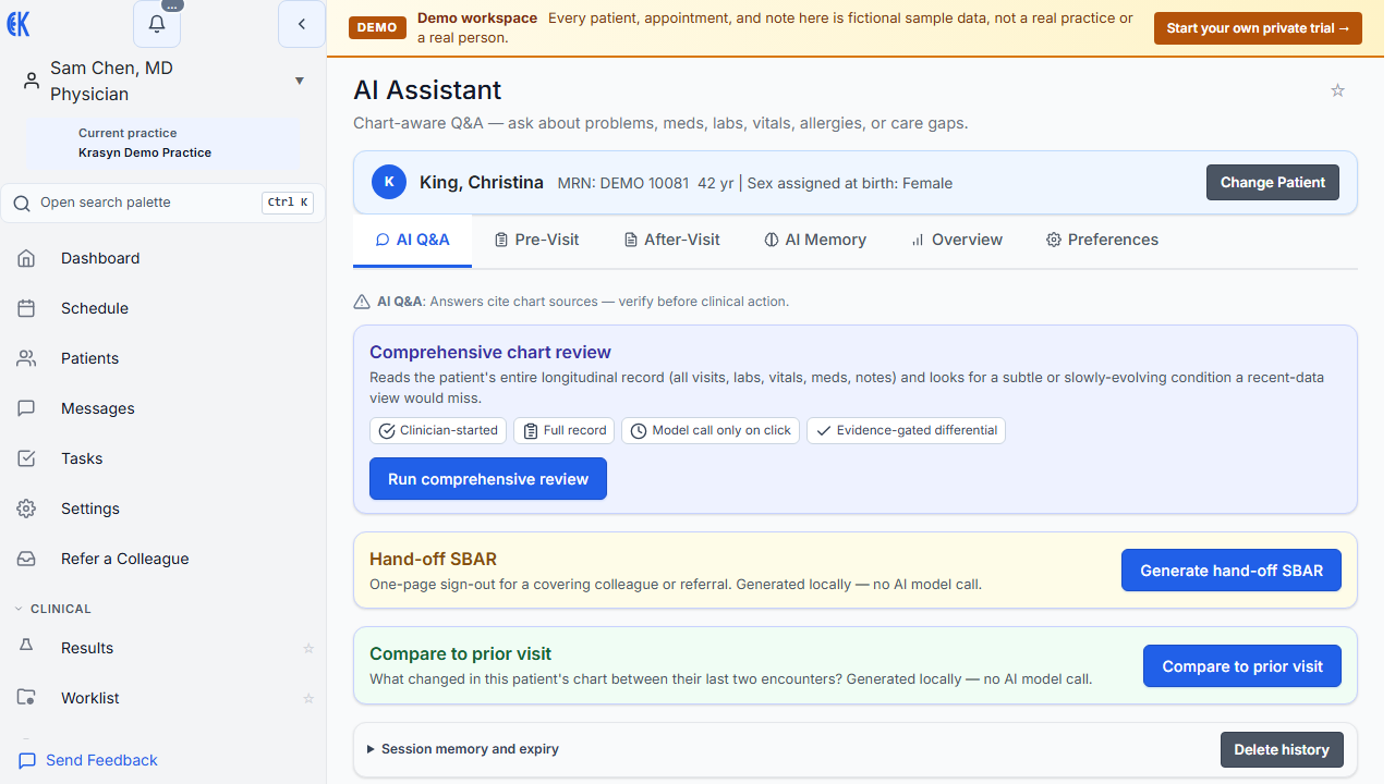 AI-powered clinical decision support and chart-aware Q&A